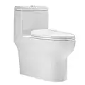 DeerValley DV-1F026 Ally Dual Flush Elongated Standard One Piece Toilet with Comfortable Seat Height, Soft Close Seat Cover, High-Efficiency Supply, and White Finish Toilet Bowl (White Toilet)