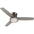 Harbor Breeze Sail Stream 52-in Brushed Nickel Flush Mount Indoor Ceiling Fan with Light Kit and Remote (3-Blade)