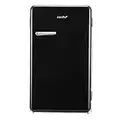 COMFEE' 3.3 Cubic Feet Solo Series Retro Refrigerator Sleek Appearance HIPS Interior Energy Saving Adjustable Legs Temperature Thermostat Dial Removable Shelf Perfect for Home/Dorm/Garage [Black]