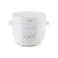 Yum Asia Tsuki mini cuociriso con ciotola in ceramica Shinsei (2,5 tazze, 0,45 litri) 5 funzioni di cottura del riso, 2 funzioni multicooker, display a LED nascosto, 220-240V (Pebble White)