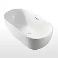 60'' Acrylic Freestanding Bathtub, Gracefully Shaped Freestanding Soaking Bathtub with The cUPC Certified，Anti-Cracking & Skid, Chroming Brass Overflow and Professional Design Drain