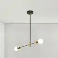 Lampade da Soffitto Industriali E27 Lampadario Cucina Sputnik a 2 Luci, Diametro 60cm Altezza 50cm Lampadari da Soffitto per Soggiorno, Camera da letto (Nero + Oro)