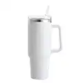 Tumblers Cup with Straw, Lid and Handle | 40oz/1200ml Stainless Steel Coffee Travel Insulated Stanleys Cup Mug | Leak Proof Vacuum Insulated Water Bottle for Hot Iced Drink,White