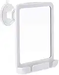 MIRRORVANA Fogless Shower Mirror for Shaving with Hook for Hanging and Anti Fog Shatterproof Surface, Fill Back Chamber/Reservoir with Hot Water for Fog Free Shave (White (Suction Cup, Rectangular, Shatterproof))