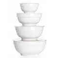 DOWAN Serving Bowls with Lids, Mixing Bowls Set, Ceramic Food Storage Containers, Versatile Prep Bowls Set for Kitchen, Salad, Fruit, Microwave & Dishwasher Safe, 64/42/22/12 Ounce, Set of 4