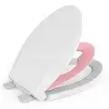 Toilet Seat With Toddler Seat Built in, Quick-Release Hinges, Slow Close, Never Loosen, ELONGATED, Heavy Duty, PINK(18.5”)