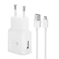 Caricabatterie per Samsung Caricabatterie Rapido Adattatore di Alimentazione USB con Cavo Micro USB 1,5 M per Samsung Galaxy S7 S7 Edge S6 S5 S4 S3 S2 Note 5/4 Xcover 4 3 2 J3 J4+ A5 A7 (Bianco)