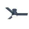 Hunter Dublin Low Profile Indoor Ceiling Fan with LED Light and Remote Control, 44", Indigo Blue