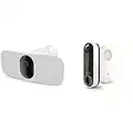 Arlo Pro 3 Outdoor Floodlight Camera, Wireless Home Security System, 2K & HDR, White & Essential Wireless Video Doorbell & Chime 2 Bundle, 1080p HD doorbell camera HD, AVDK2001, White