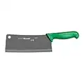 Starrett Professional Stainless Steel Chefs Kitchen Cleaver Knives - Wide Rectangular Profile - 8-inch (200mm) - Green Handle