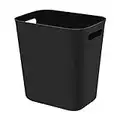 UUJOLY Plastic Small Trash Can Wastebasket, Garbage Container Basket for Bathrooms, Laundry Room, Kitchens, Offices, Kids Rooms, Dorms, 3.5 Gallon, Black