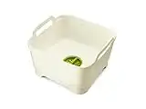 Joseph Joseph Wash & Drain Kitchen Washing Up Bowl with Handles and Draining Plug, 9 Litres, White/Green