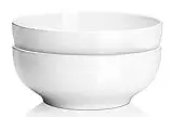 DOWAN 2 Packs Large Serving Bowls, 2.8 Quart Salad Bowls, Big Porcelain Pasta Bowl Set, Sturdy Ceramic Mixing Bowls, Microwave & Dishwasher Safe, Deep Soup Bowls for Family, Party, 9.5 Inch, White