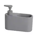 KOOK TIME Dispenser sapone cucina grigio | Porta sapone cucina e porta spugna ceramica | Dispenser detersivo piatti | Organizzatore per lavello da cucina compatto. 18x6x15.8 cm. Colore: Grigio Opaco