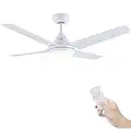 Newday Ventilatore da Soffitto 122 cm con Luci e Telecomando,Ventilatori da Soffitto Moderni Silenzioso Reversibili, Lampadario con Ventilatore da Soffitto Bianco con per Camera da Letto e Soggiorno