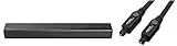 Hisense HS214 Soundbar 2.1, 80W, Subwoofer Integrato, Bluetooth, HDMI, USB, Ingresso Audio Ottico, Appendibile a Parete & Amazon Basics Cavo audio ottico digitale Toslink, 1,83 m