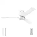Prominence Home Espy, 52 Inch Flush Mount Contemporary Indoor LED Ceiling Fan with Light, Remote Control, 3 Modern Dual Finish Blades, Reversible Motor - 51463-01 (Bright White)