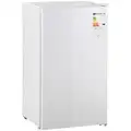 HOMCOM Mini Refrigerador 91L de Capacidad Nevera Eléctrica Pequeña con Estante Ajustable Compartimento Congelador y Puerta Reversible Silencioso 41dB 47,5x44.2x84 cm Blanco