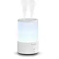 Portable Air Humidifiers 650ML Mini Quiet Humidifiers Essential Oil Diffuser for Bedroom Night 7 Color LED Light, 2 Cool Mist Modes, 6~12 Working Hours, Waterless Auto-Off, USB Desktop, BPA Free White