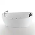 Empava 67-Inch Freestanding Whirlpool Bathtub Oval with 7 Hydromassage Water Jets Luxury Acrylic Massage SPA Soaking Bath Tub Single Ended, White