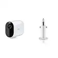 Arlo Essential Spotlight XL caméra de Surveillance WiFi sans Fil, HD Video, Jour Nuit, Intérieur Extérieur, Batterie 1 an, Vision Nocturne & Accessoire certifié Bras de Fixation - Blanc