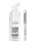 STACY LASH Eyelash Extension Shampoo Brush / 1.69 fl.oz / 50ml / Eyelid Foaming Cleanser/Wash for Extensions & Natural Lashes/Safe Makeup Remover/Supplies for Professional & Home Use