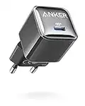 Anker 511 Cargador(Anker Nano Pro) 20W PIQ 3.0 Cargador Rápido, Cargador USB C Compatible con iPhone 13/13 Mini/13 Pro/13 Pro Max/12, iPad/iPad Mini, Pixel, Negro Hielo (Cable no Incluido)