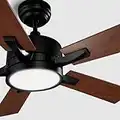 SMAFAN Smart Ceiling Fan 52'' 5-Blade with Remote Control, DC Motor with 10 Speed, Dimmable LED Light Kit Included, Apex Works with Google Assistant and Amazon Alexa, Siri Shortcut.…