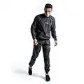 BOXRAW Hagler Professional Sauna Suit 1.0 Top & Bottoms Non Rip Weight Loss Sweat Suit Boxing MMA Training Gym (Black - L)