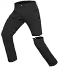 Hiauspor Pantalon de randonnée pour Homme Zip Off Pantalon d'extérieur Léger à séchage Rapide Stretch pour Le Trekking, la pêche, Le Cargo (Noir, S)