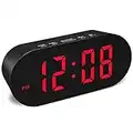 FAMICOZY Simple Easy to Use Digital Alarm Clock,Small Compact,Auto Dim at Night and 6 Manual Brightness adjustments,Mains Powered,Crescendo Alarm with Snooze,12/24hr,Black