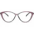 SOJOS Blaulichtfilter Brille Damen Cateye Computer Brille ohne Sehstärke Anti-Blaulicht Gläser Übergroß SJ5057 mit Mattes klares Lila Rahmen/Anti-blaulicht-linse