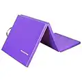 BalanceFrom 1.5" Thick Three Fold Folding Exercise Mat with Carrying Handles for MMA, Gymnastics and Home Gym Protective Flooring (Purple)