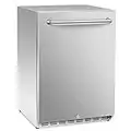 ICEJUNGLE Outdoor Refrigerator 24'' Built-in Freestanding Compressor Beverage Fridge Refrigerator for Home/RV, Under counter Fridge Stainless Steel with removable coated shelves