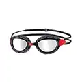 Zoggs Gafas de natación unisex Predator Titanium de ajuste regular, color negro y rojo espejo, tamaño regular