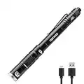 COVMAX Rechargeable Pen Light Flashlight IP67 Waterproof with Pocket Clip 4-Zoomable, Prefect for Inspection,Work,Repair