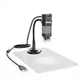 Plugable USB Digital Microscope with Flexible Arm Observation Stand Compatible with Windows, Mac, Linux (2MP, 250x Magnification)