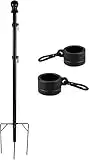 Flag Pole for House, 9 FT Telescoping Flag Poles for Yard Outside in Ground, Inground Stainless Steel Flagpole for Garden, Outdoor Flag Pole Kit Tangle Free, Sectional, Black (Flag not Included)