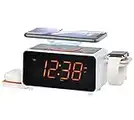 iTOMA Dual Wireless Charging Alarm Clock Radio with Bluetooth Speaker, Digital FM Radio, Two USB Port, Dual Alarm, Snooze, Night Light, Auto & Manual Dimmer Control and 1.4" Orange Display CKS209