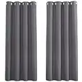 PONY DANCE Window Curtains with Eyelets - Grey Blackout Curtains Sunlight Blocked Thermal Panels Home Decorative for Bedroom/Small Window, 1 Pair, Width 46 by Depth 45 inch