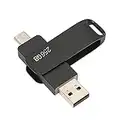 Zunate Unidades Flash USB, Memoria USB 3.0 Tipo C 2 en 1, Diseño Giratorio de Unidad de Pulgar, Memoria Flash de Alta Velocidad Compatible con OTG para Computadora Portátil, Tabletas, PC(Negro 256GB)