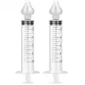 Mouche bébé, seringue nasale pour irriguer et nettoyer le nez du nourrisson sans douleur grâce à l'embout d’aspiration confortable - 2 pcs (10 ml)