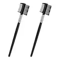 Gobesty Wimpernkamm, 2 PCS 2-in-1-Augenbrauenbürste mit Kamm Doppelseiten für Frauen Make-up Kosmetik Schwarz