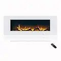 Masarflame Electric Fireplace, 50 Inches Wall Mounted Fireplace (NOT for Recessed), Vent on The Top, Timer & Remote, Log & Crystal, Touch Screen, 1500/750W, Black