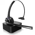 CSL - Bluetooth 5.0 Headset mit Ladestation - PC Headset mit flexiblem Mikrofon - Multipoint - kabellos - leicht - freisprechen - für Auto und LKW Computer Call Center Handys