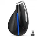 ECHTPower Mouse Verticale Wireless, Mouse Ergonomico, 1000/1600/2400 DPI, 2.4GHz, Portata 10m, 6 Pulsanti, Mouse Senza Filo per PC, Computer, Portatile, Mac- Protegge Il Braccio