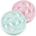 2 Pcs Cat Slow Feeder Bowl Pet Puzzle Feeder Dry Food Slow Feed Raised Dish Healthy Eating Diet Fun Interactive Feeding Bowls for Cats and Dogs Dishwasher Safe, Fish Pool Design (Small, Pink, Green)