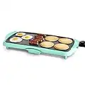 GreenLife 20" Electric Griddle, Extra Large Surface for Pancakes Eggs Fajitas, Healthy Ceramic Nonstick Coating, Stay Cool Handles, Removable Drip Tray, Temperature Control, PFAS-Free, Turquoise