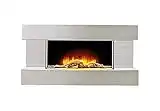 Marco Paul Modern 32" Wall Mounted White Electric Fireplace LED Flame Effect - Electric Room Heater with Log Burner Realistic Electric Fire 2 Heat Settings Timer Remote Fireplace Home Decor (2000W)