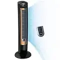 Lasko T42950 Wind Curve Tower Fan with Remote Control and Fresh Air Ionizer, Black Woodgrain